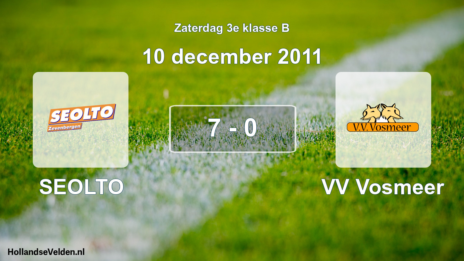 Total number of matches played: SEOLTO - VV Vosmeer 7 - 0 (10 December 2011)