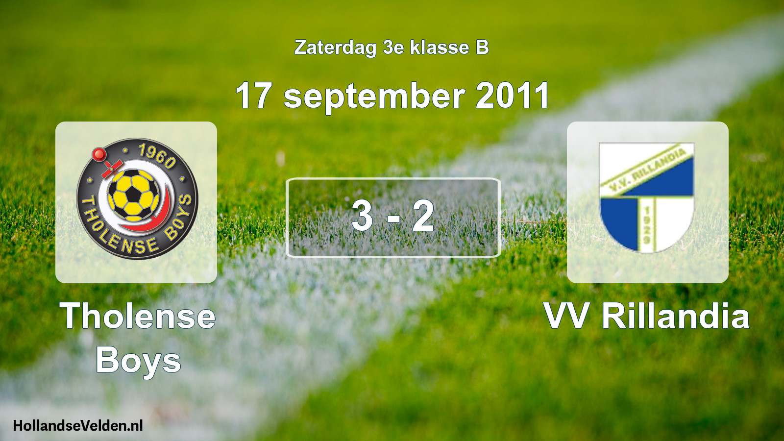 Total number of matches played: Tholense Boys - VV Rillandia 3 - 2 (17 September 2011)
