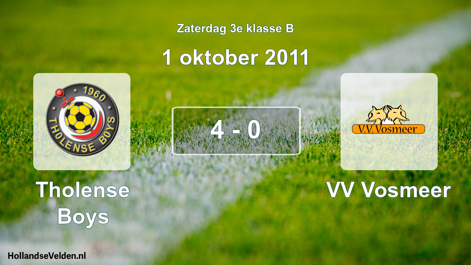 Total number of matches played: Tholense Boys - VV Vosmeer 4 - 0 (1 October 2011)