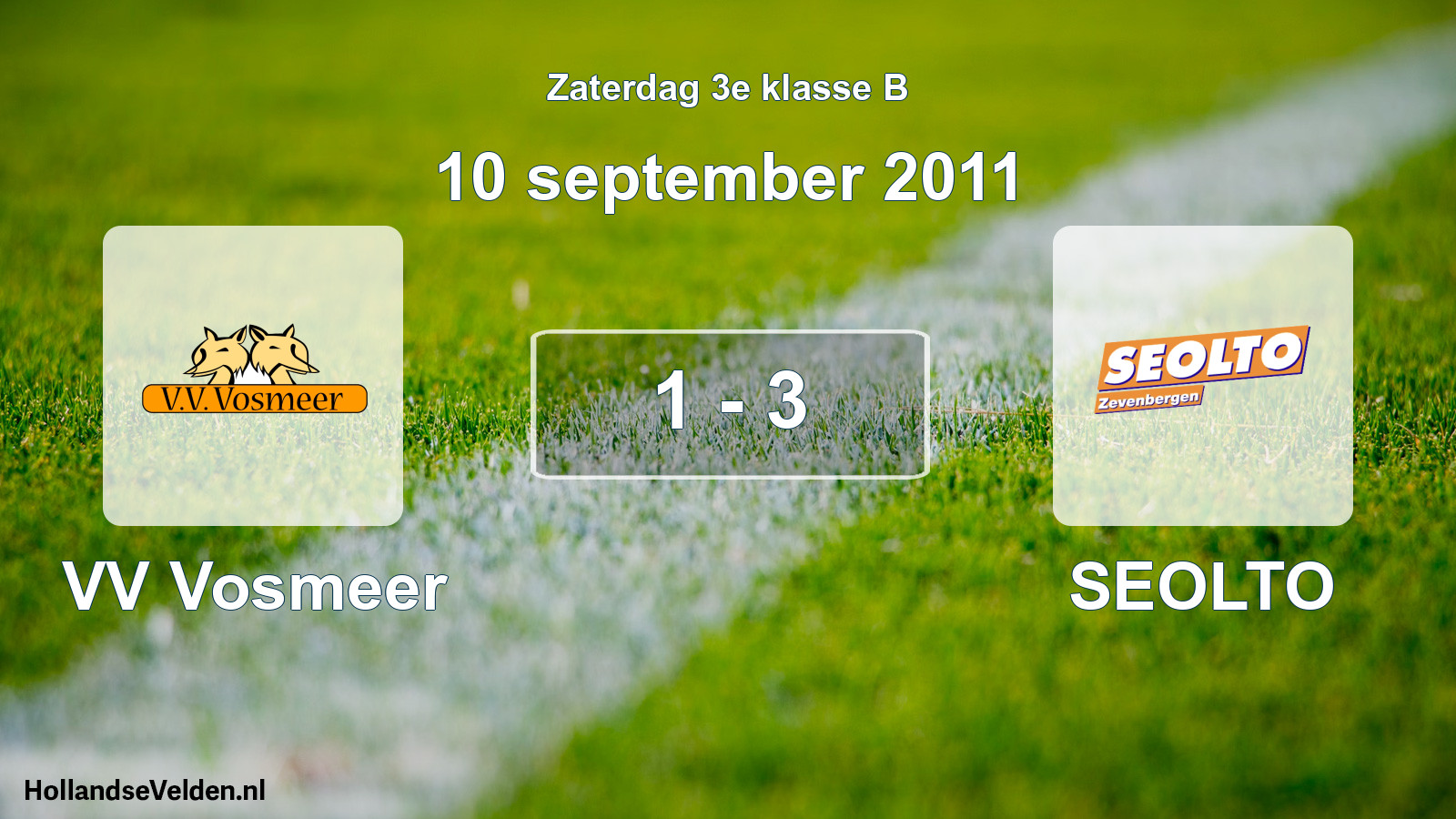 Total number of matches played: VV Vosmeer - SEOLTO 1 - 3 (10 September 2011)