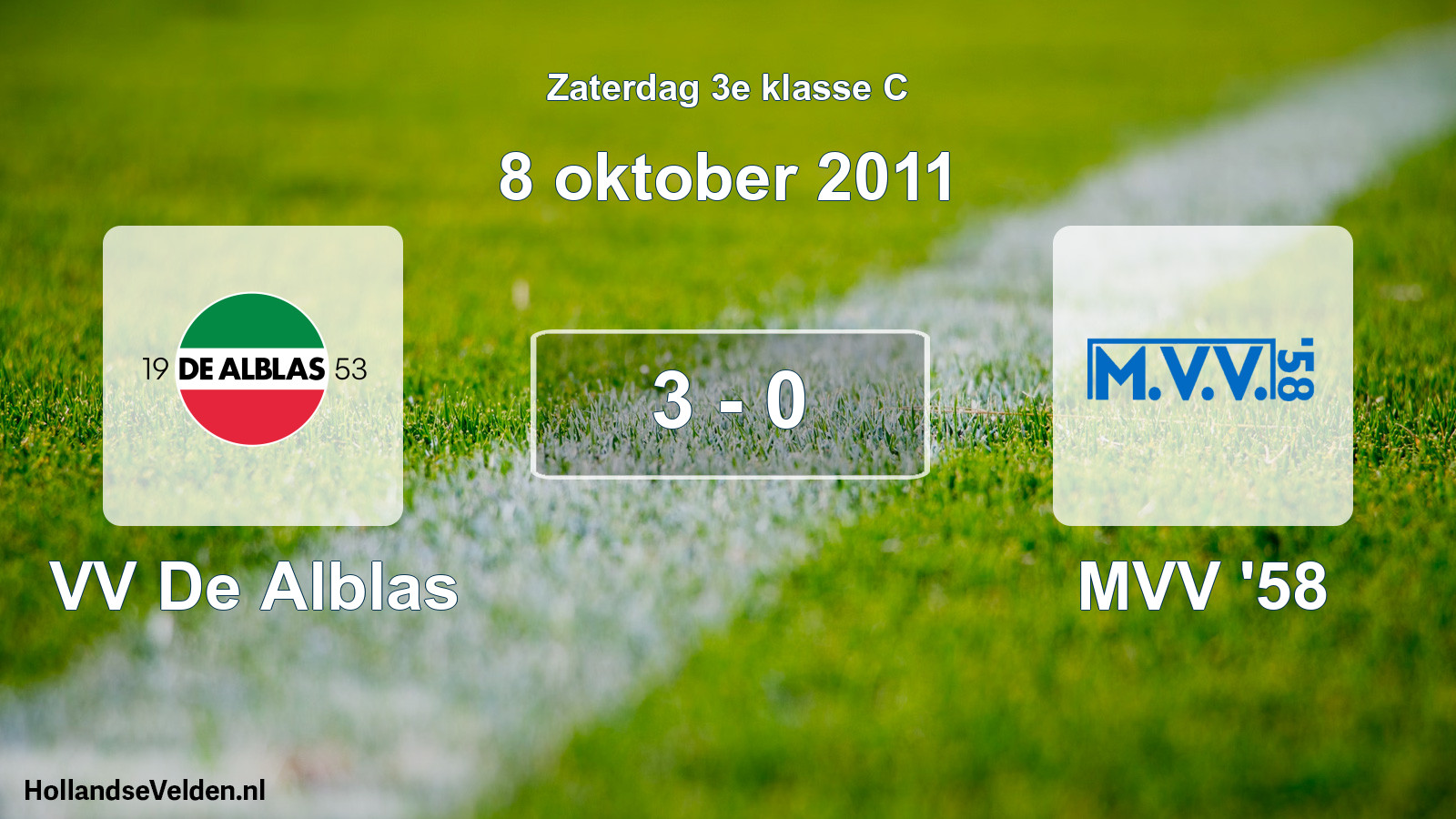Total number of matches played: VV De Alblas - MVV '58 3 - 0 (8 October 2011)
