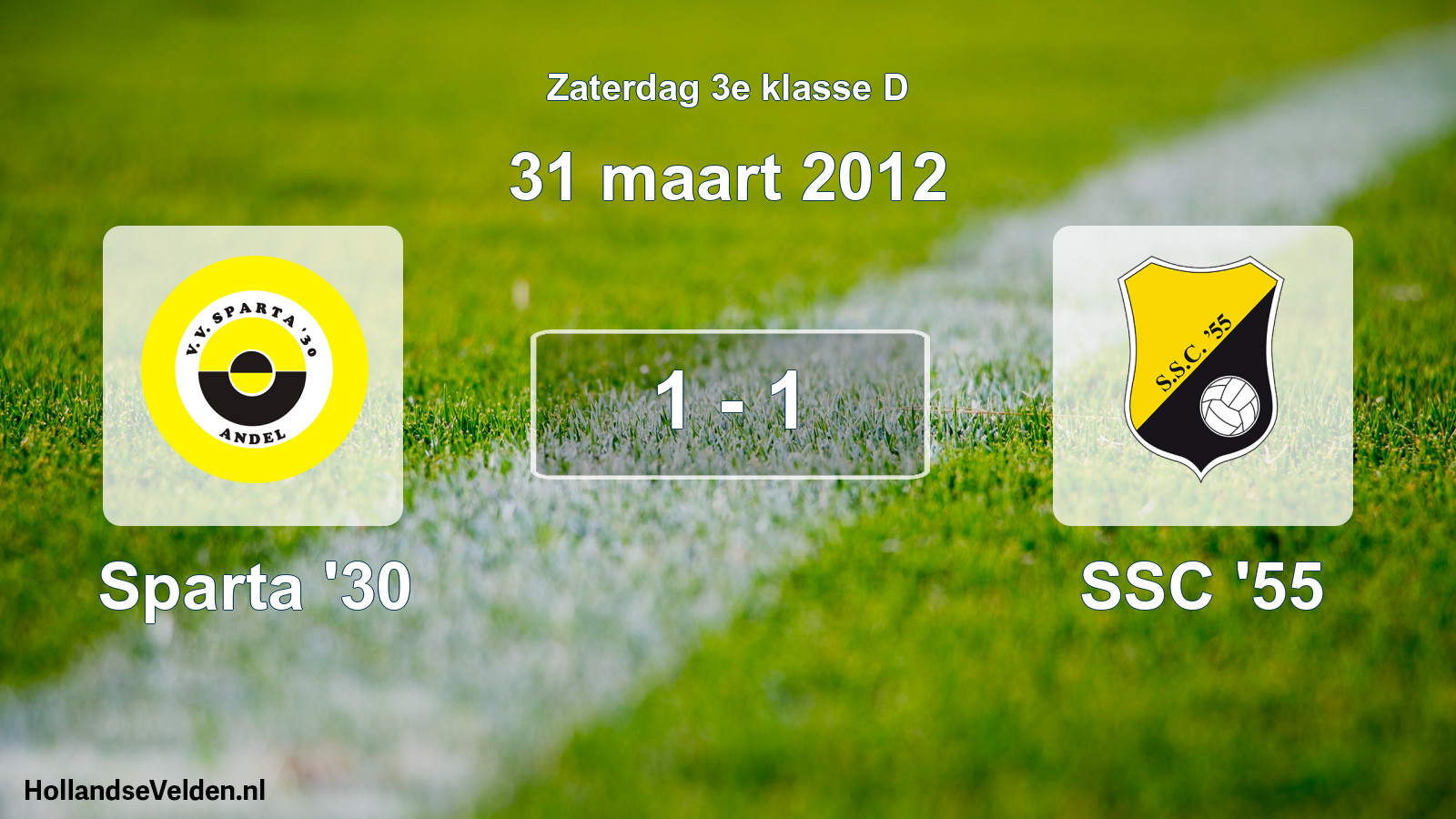 Total number of matches played: Sparta '30 - SSC '55 1 - 1 (31 March 2012)