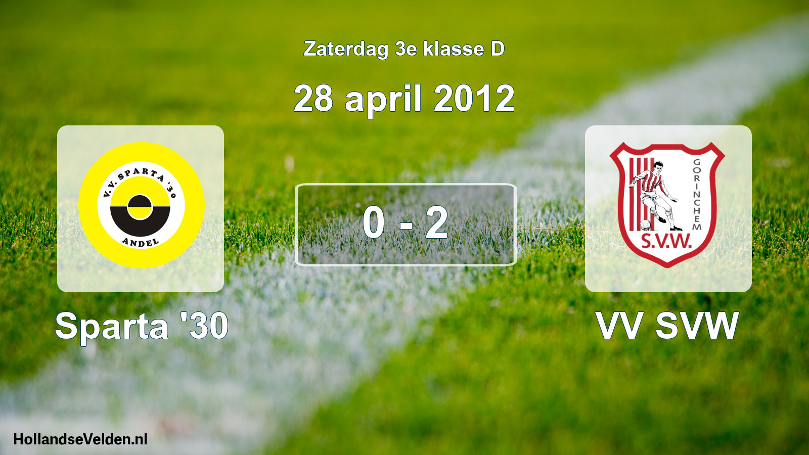 Total number of matches played: Sparta '30 - VV SVW 0 - 2 (28 April 2012)