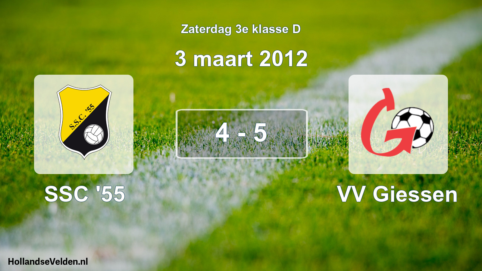 Total number of matches played: SSC '55 - VV Giessen 4 - 5 (3 March 2012)