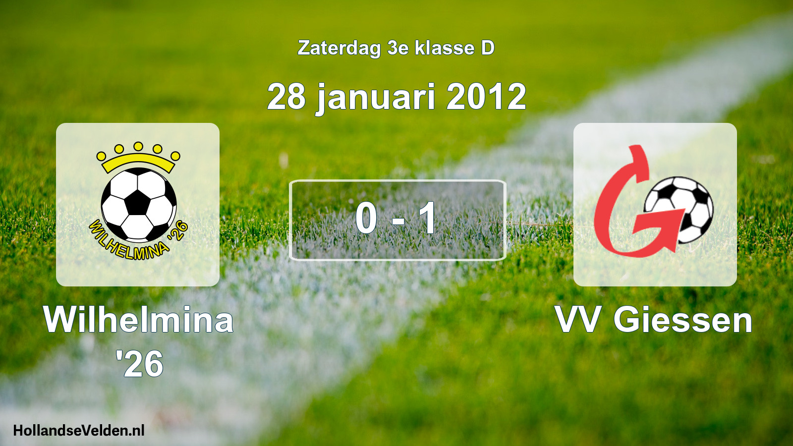 Total number of matches played: Wilhelmina '26 - VV Giessen 0 - 1 (28 January 2012)