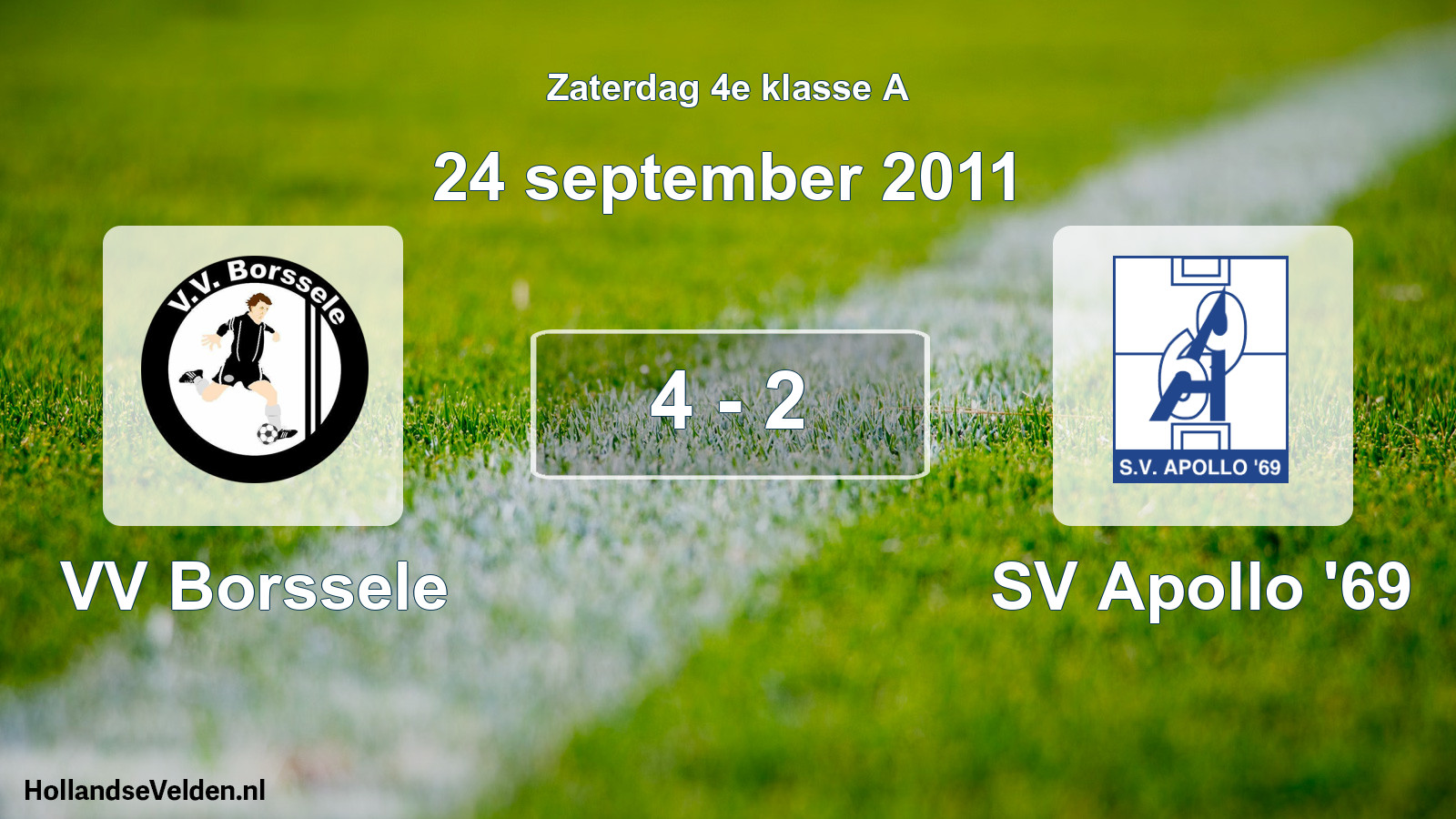 Total number of matches played: VV Borssele - SV Apollo '69 4 - 2 (24 September 2011)