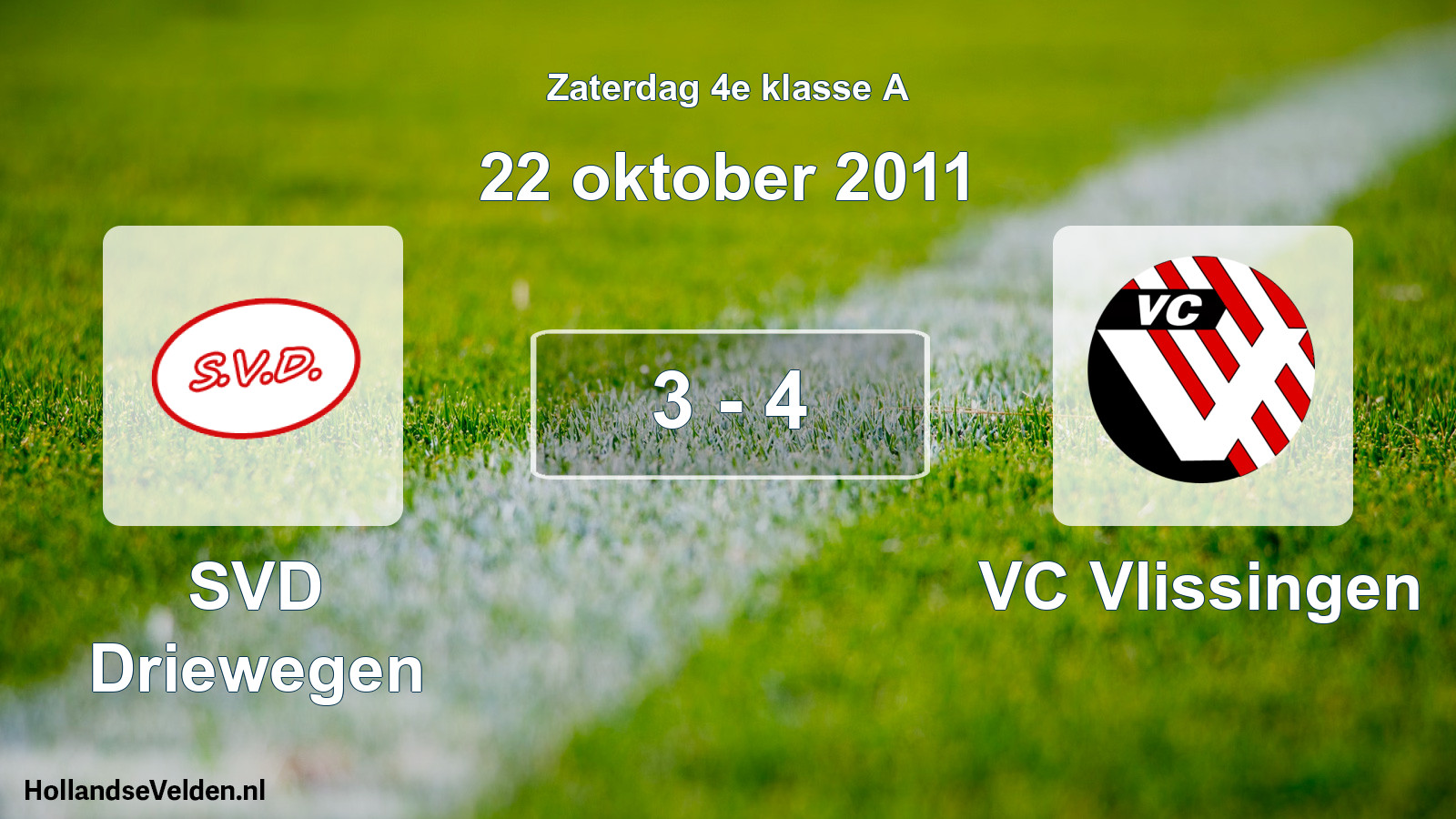 Total number of matches played: SVD Driewegen - VC Vlissingen 3 - 4 (22 October 2011)