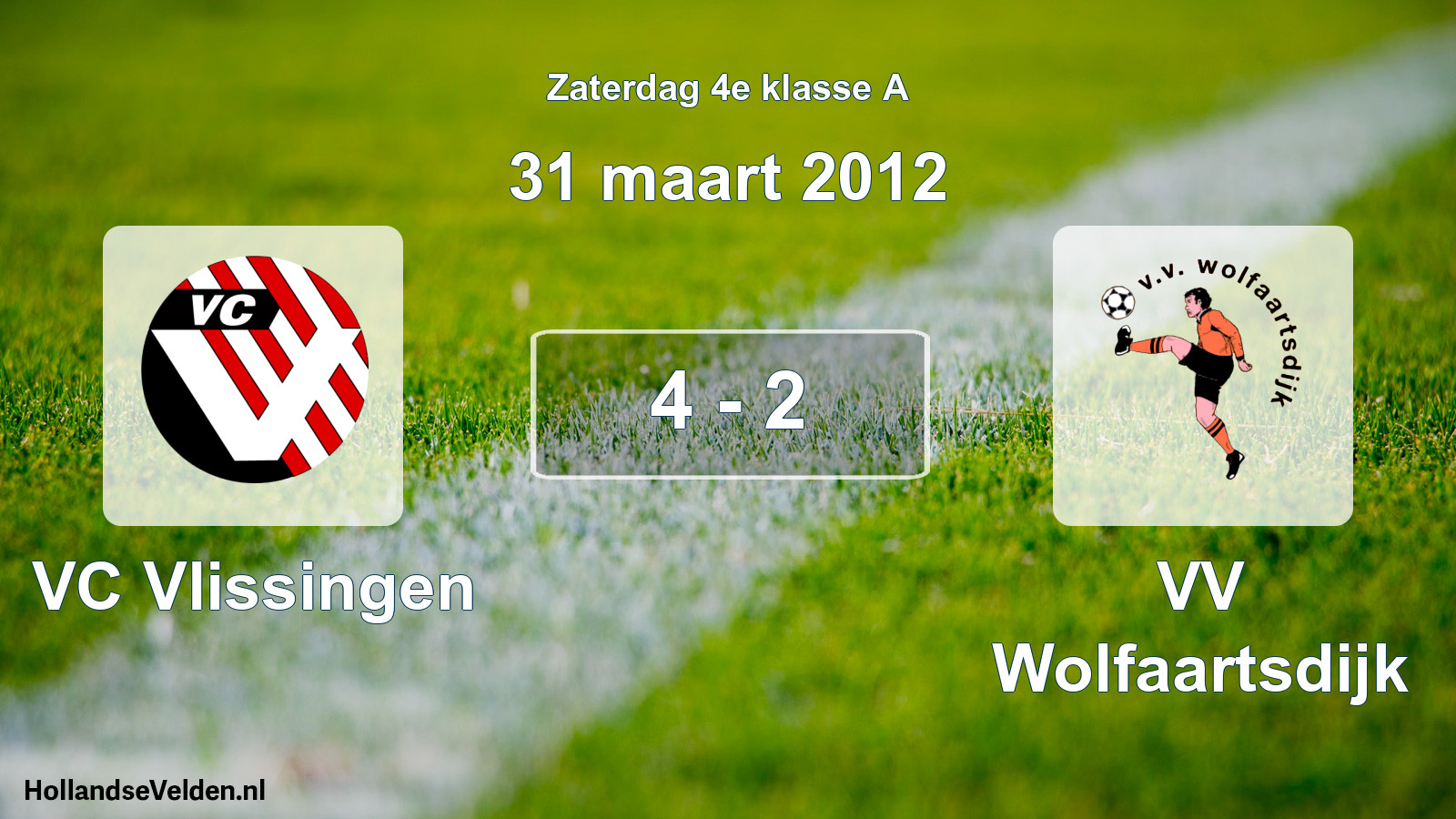 Total number of matches played: VC Vlissingen - VV Wolfaartsdijk 4 - 2 (31 March 2012)