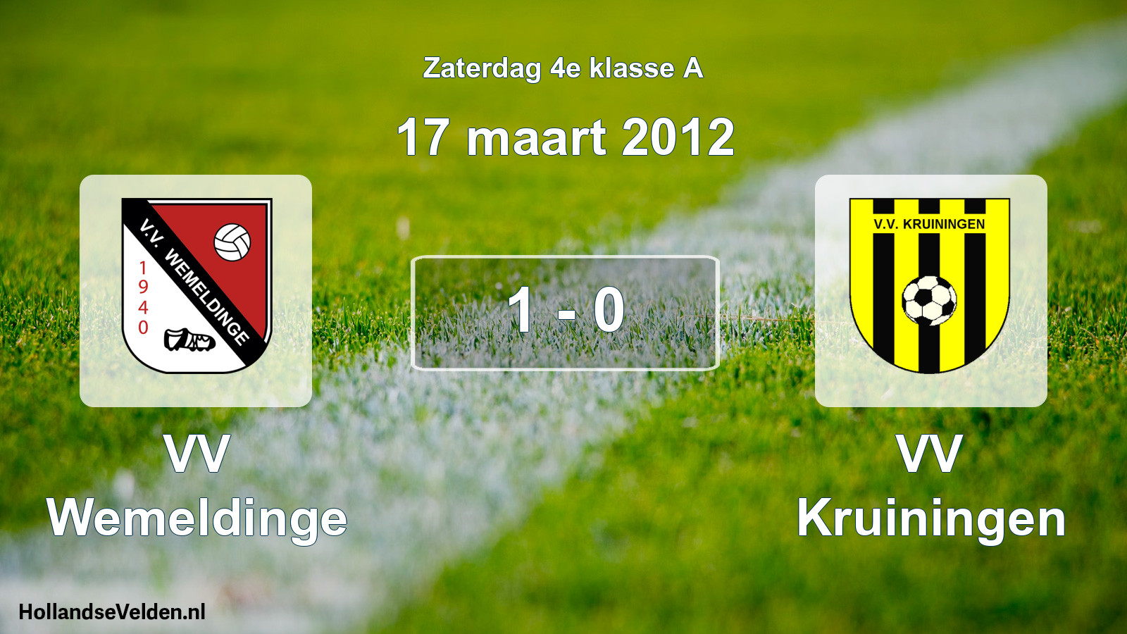 Total number of matches played: VV Wemeldinge - VV Kruiningen 1 - 0 (17 March 2012)