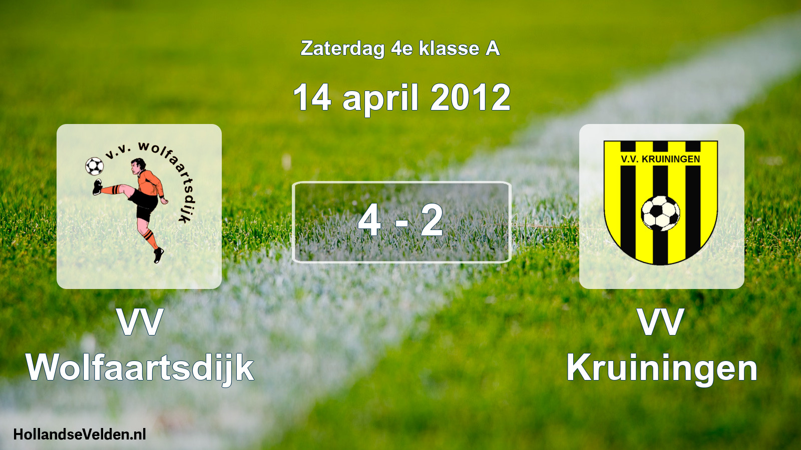 Total number of matches played: VV Wolfaartsdijk - VV Kruiningen 4 - 2 (14 April 2012)