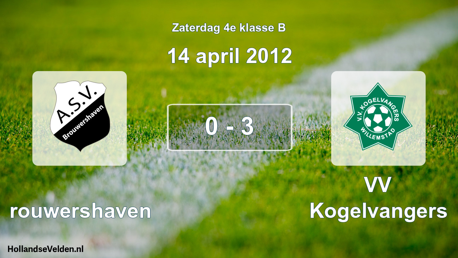 Total number of matches played: Brouwershaven - VV Kogelvangers 0 - 3 (14 April 2012)