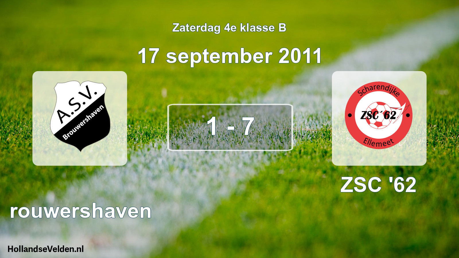 Total number of matches played: Brouwershaven - ZSC '62 1 - 7 (17 September 2011)