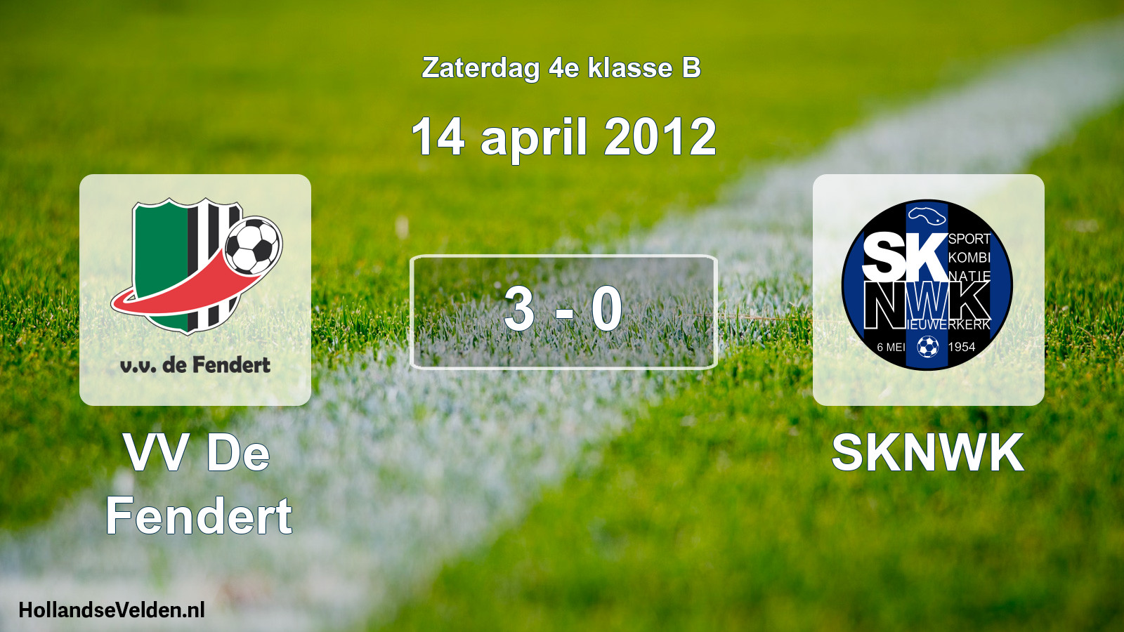 Total number of matches played: VV De Fendert - SKNWK 3 - 0 (14 April 2012)