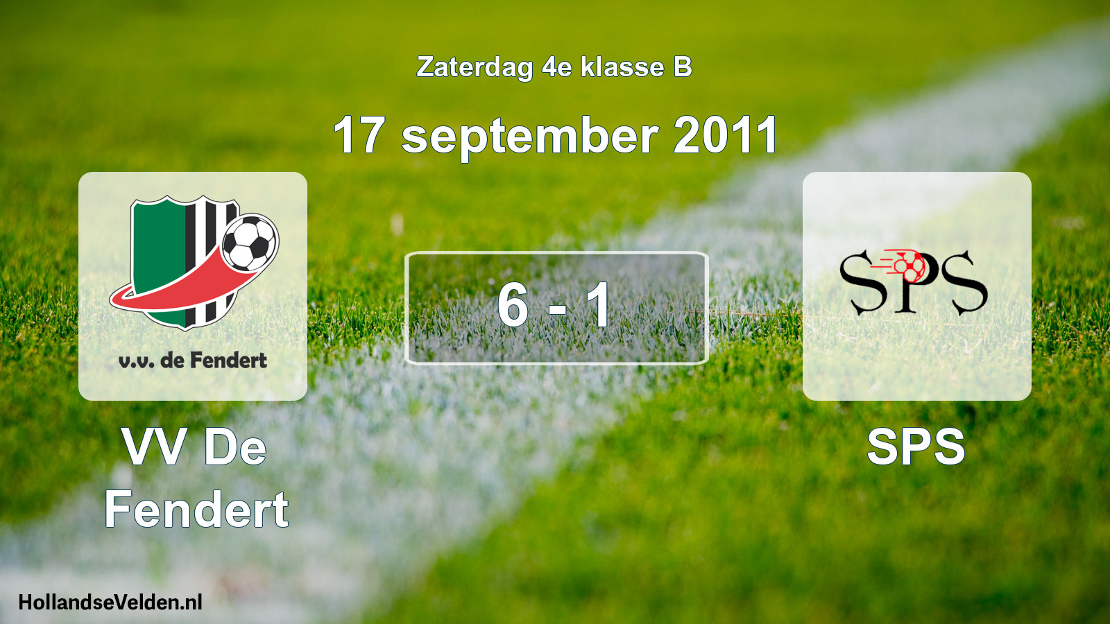 Total number of matches played: VV De Fendert - SPS 6 - 1 (17 September 2011)