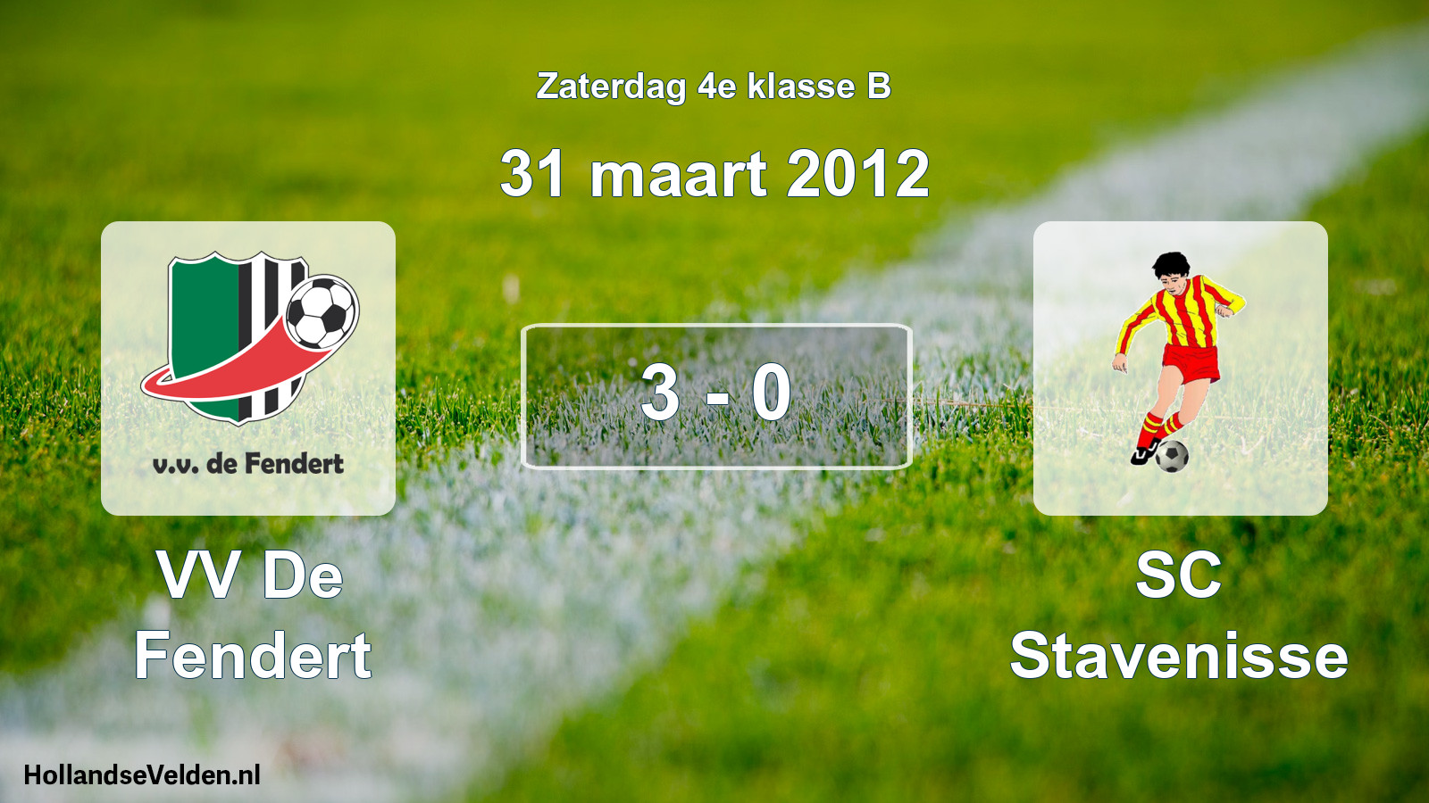 Total number of matches played: VV De Fendert - SC Stavenisse 3 - 0 (31 March 2012)