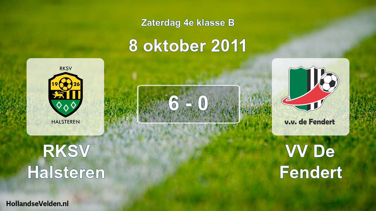 Total number of matches played: RKSV Halsteren - VV De Fendert 6 - 0 (8 October 2011)