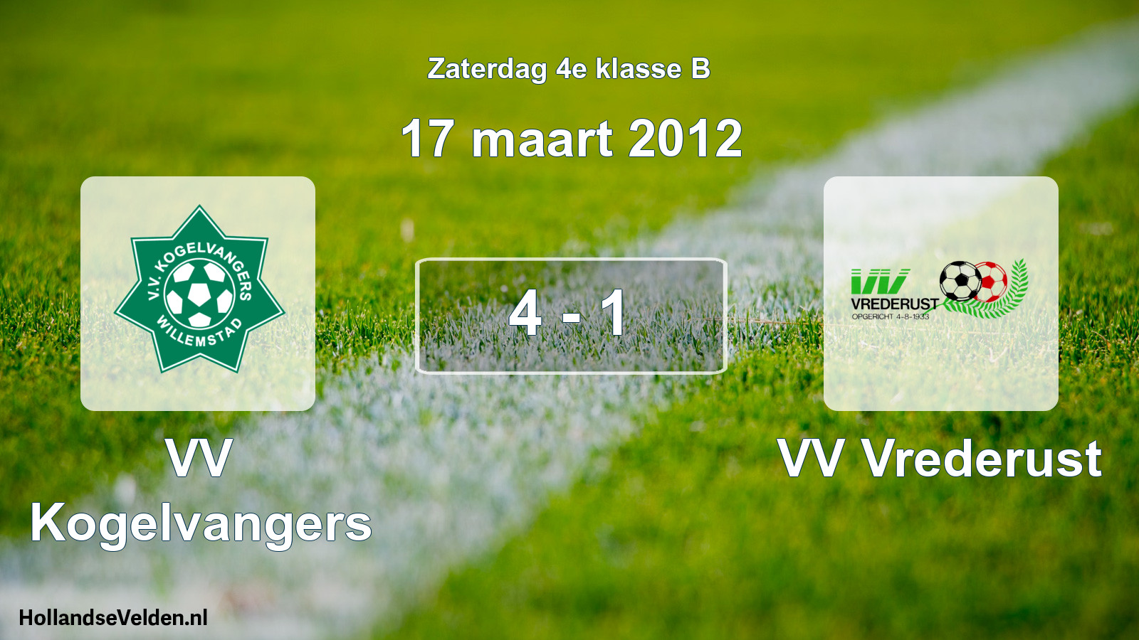 Total number of matches played: VV Kogelvangers - VV Vrederust 4 - 1 (17 March 2012)
