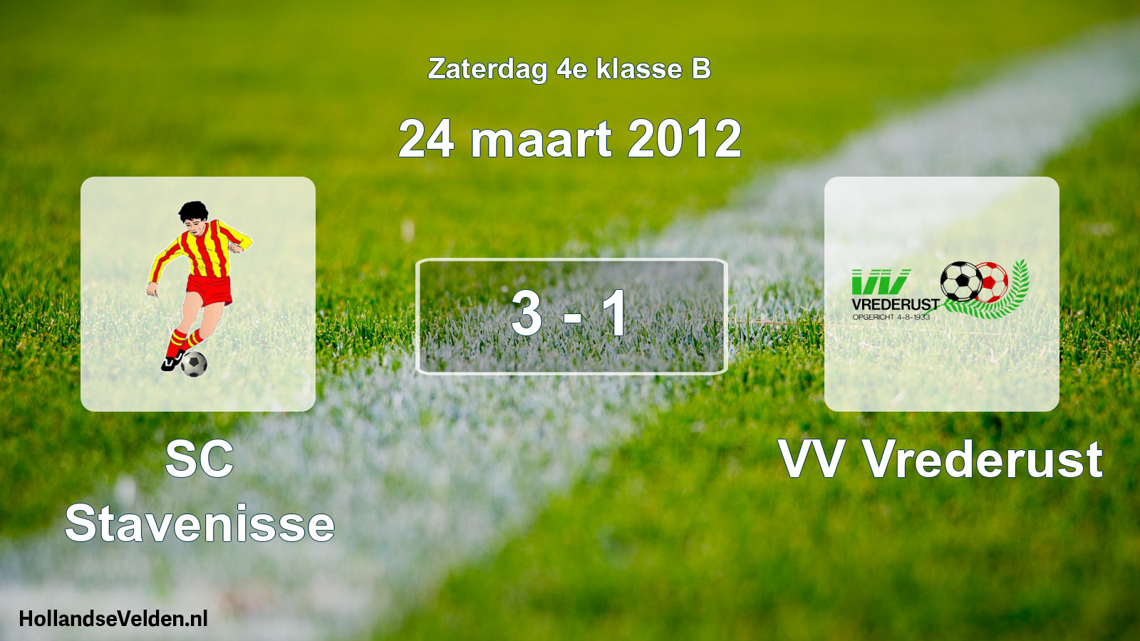 Total number of matches played: SC Stavenisse - VV Vrederust 3 - 1 (24 March 2012)