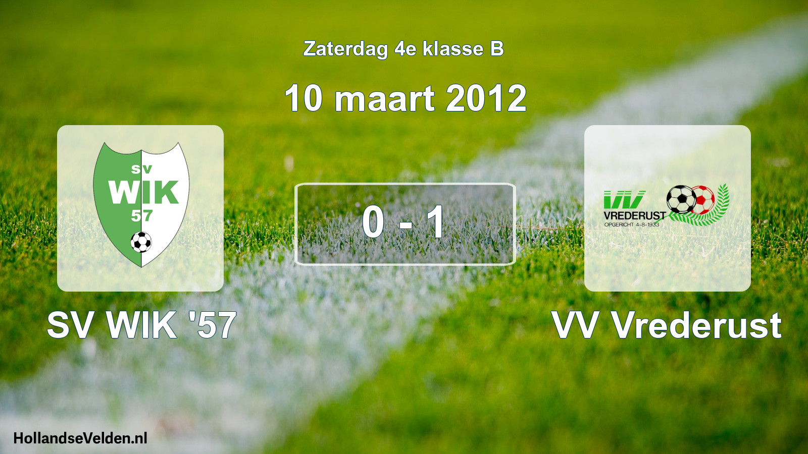 Total number of matches played: SV WIK '57 - VV Vrederust 0 - 1 (10 March 2012)