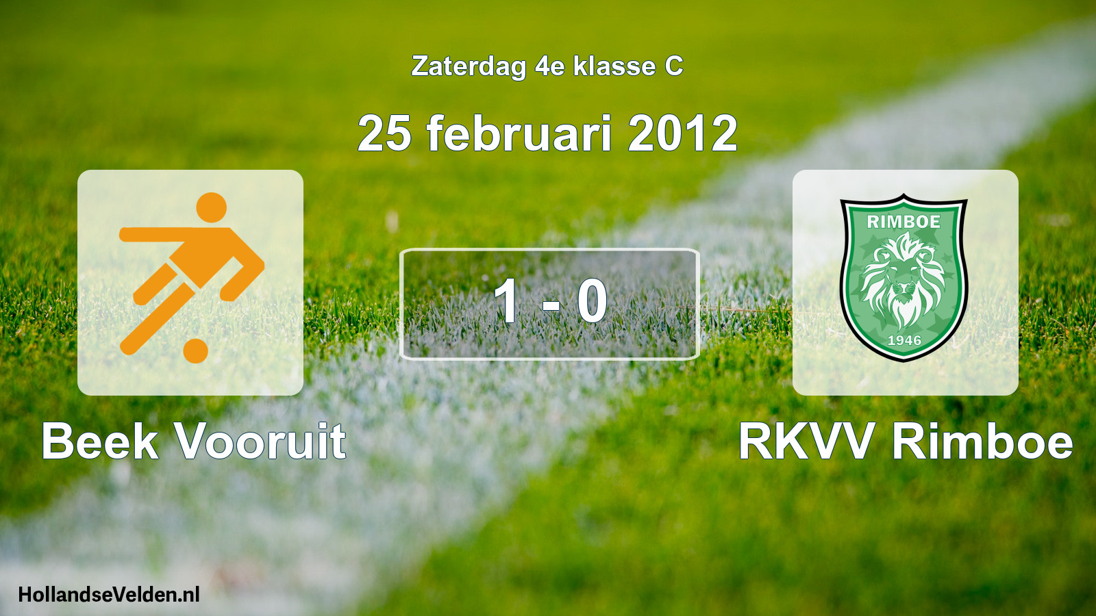 Total number of matches played: Beek Vooruit - RKVV Rimboe 1 - 0 (25 February 2012)