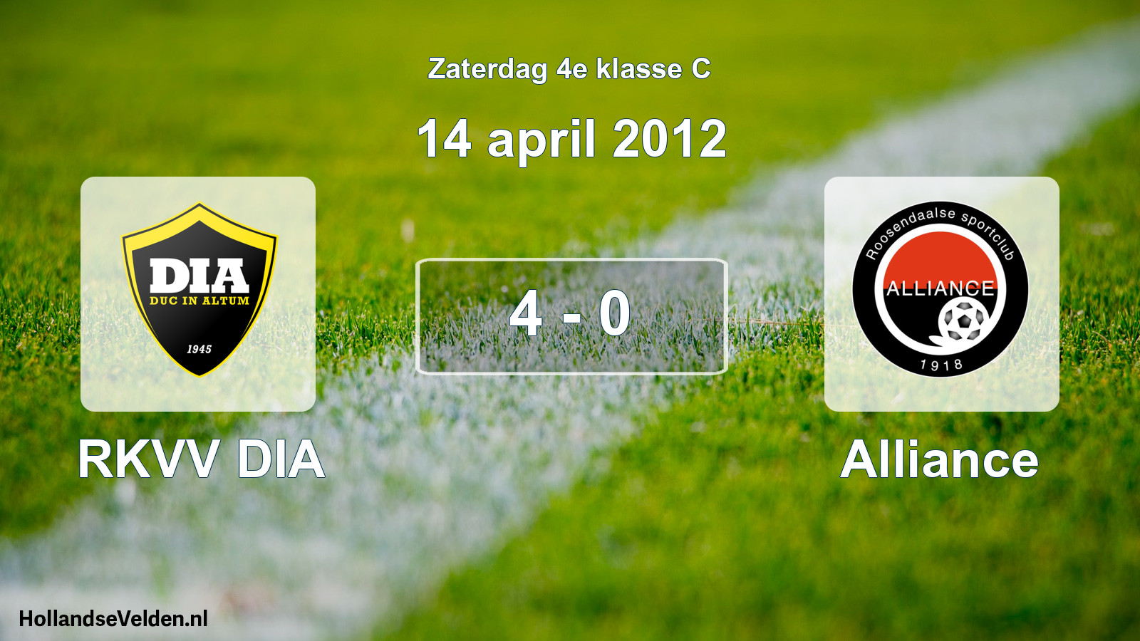 Total number of matches played: RKVV DIA - Alliance 4 - 0 (14 April 2012)