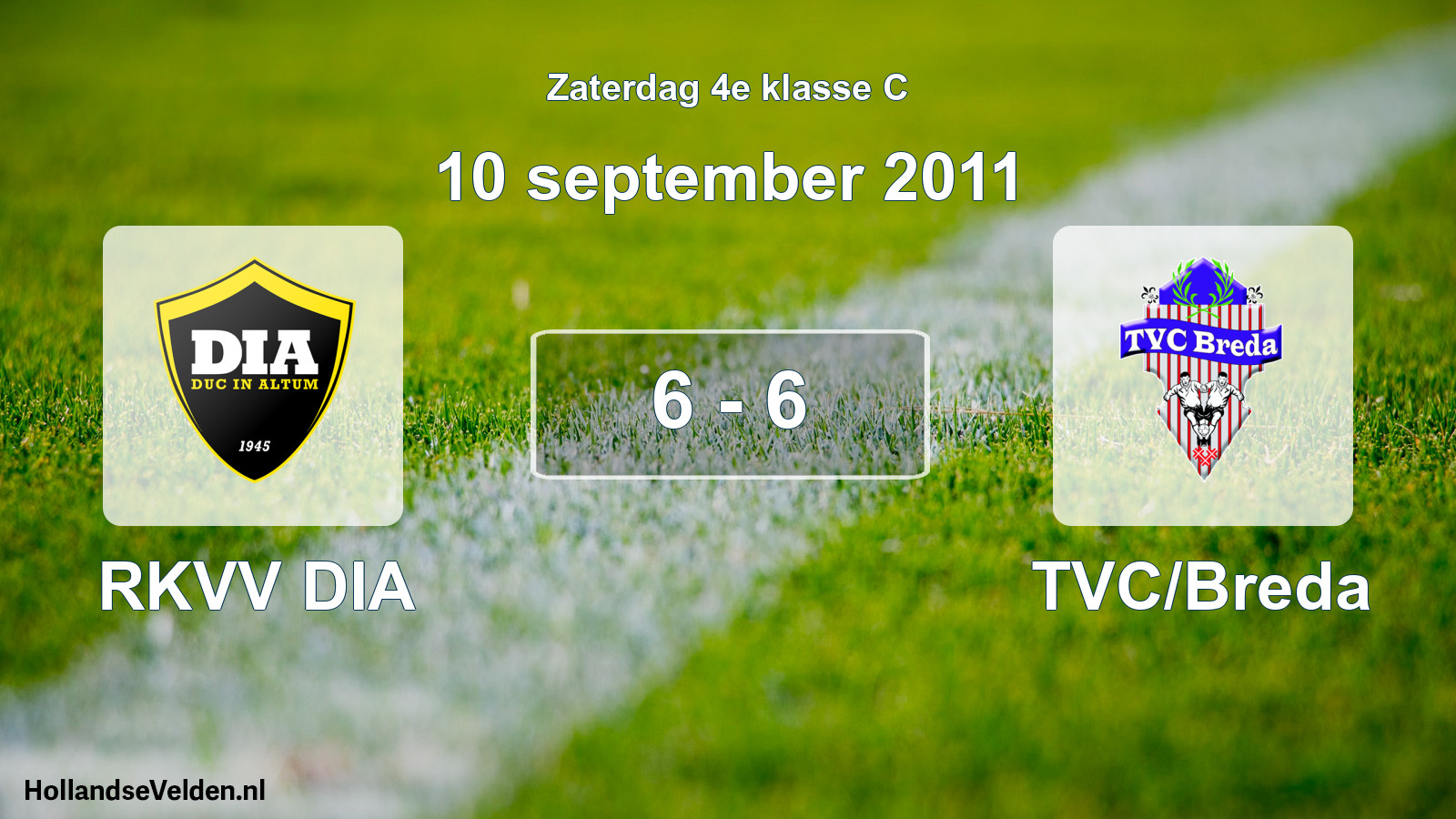 Total number of matches played: RKVV DIA - TVC/Breda 6 - 6 (10 September 2011)
