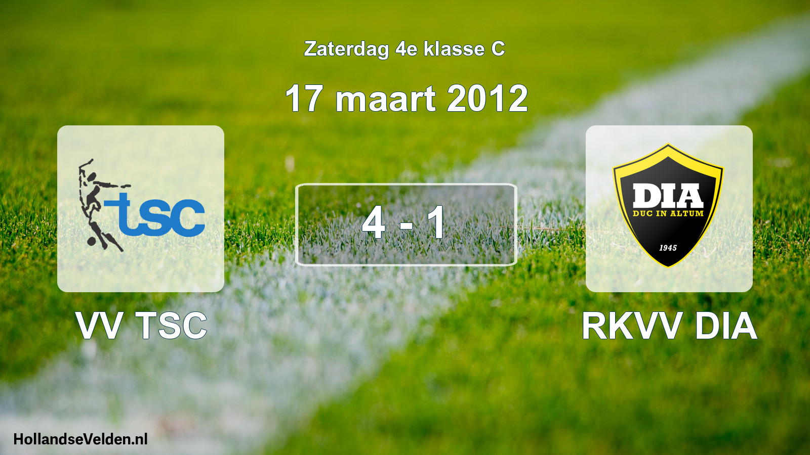 Total number of matches played: VV TSC - RKVV DIA 4 - 1 (17 March 2012)