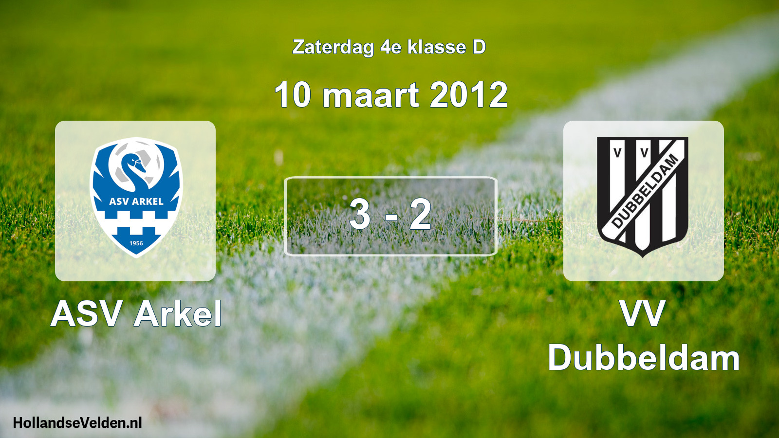Total number of matches played: ASV Arkel - VV Dubbeldam 3 - 2 (10 March 2012)