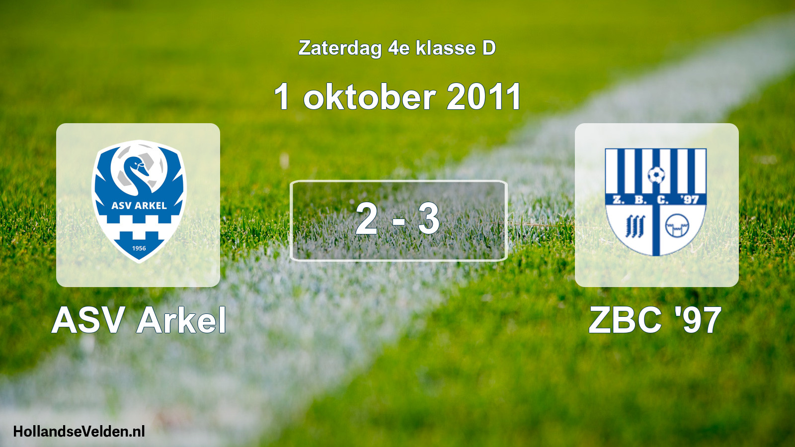 Total number of matches played: ASV Arkel - ZBC '97 2 - 3 (1 October 2011)