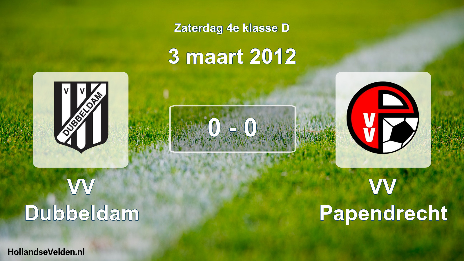 Total number of matches played: VV Dubbeldam - VV Papendrecht 0 - 0 (3 March 2012)