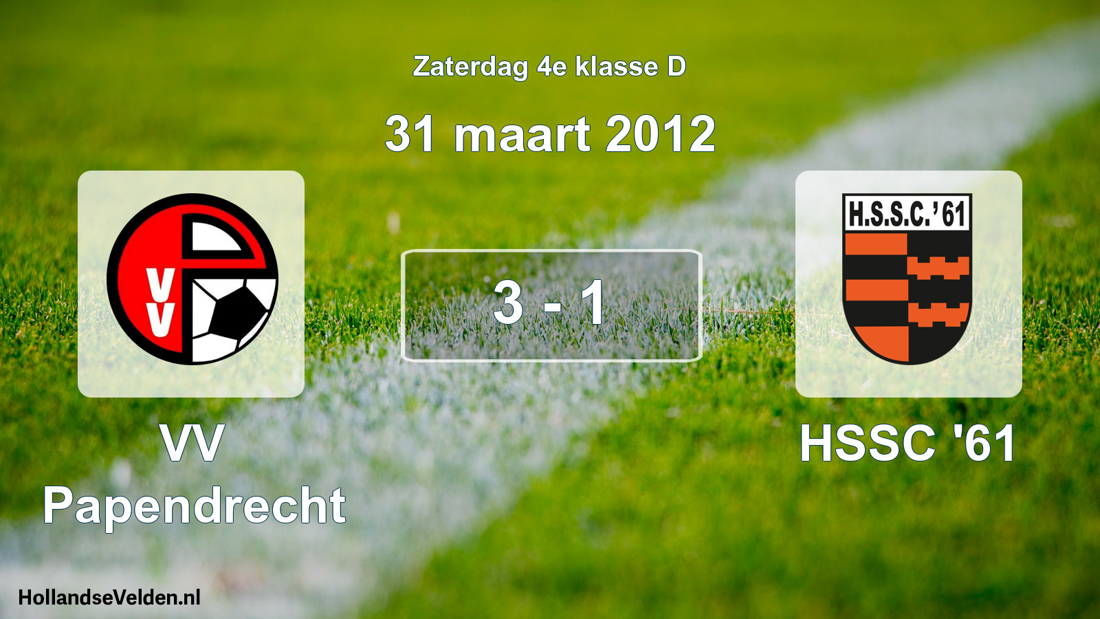 Total number of matches played: VV Papendrecht - HSSC '61 3 - 1 (31 March 2012)