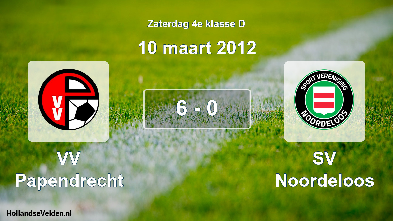 Total number of matches played: VV Papendrecht - SV Noordeloos 6 - 0 (10 March 2012)