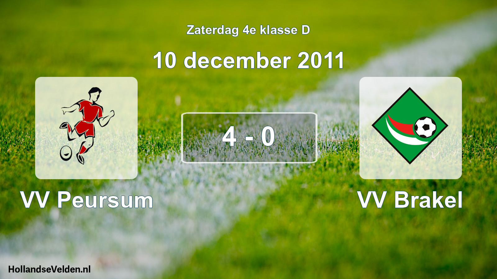 Total number of matches played: VV Peursum - VV Brakel 4 - 0 (10 December 2011)