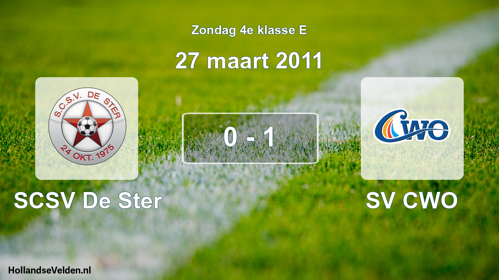 Total number of matches played: SCSV De Ster - SV CWO 0 - 1 (27 March 2011)