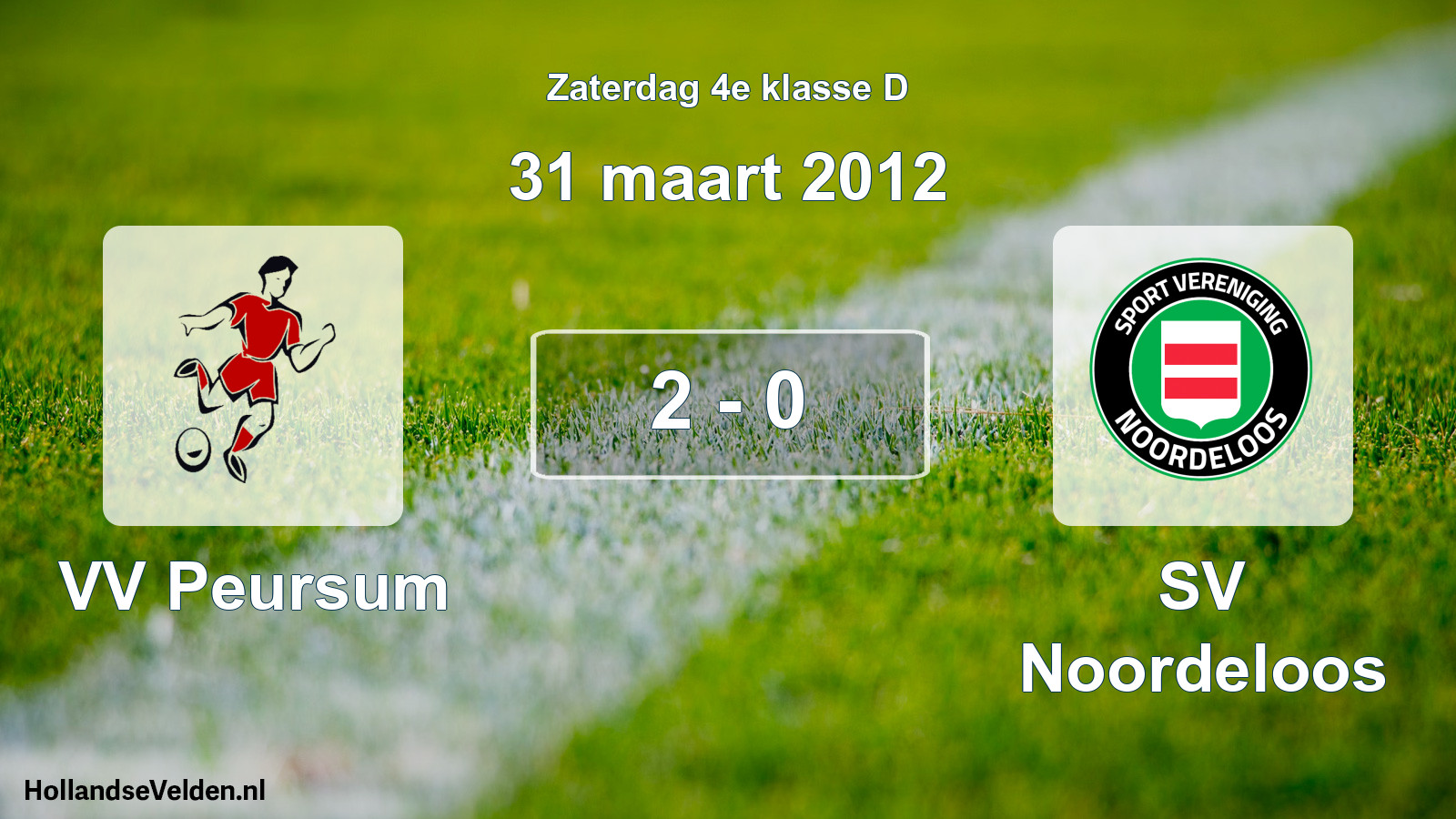 Total number of matches played: VV Peursum - SV Noordeloos 2 - 0 (31 March 2012)