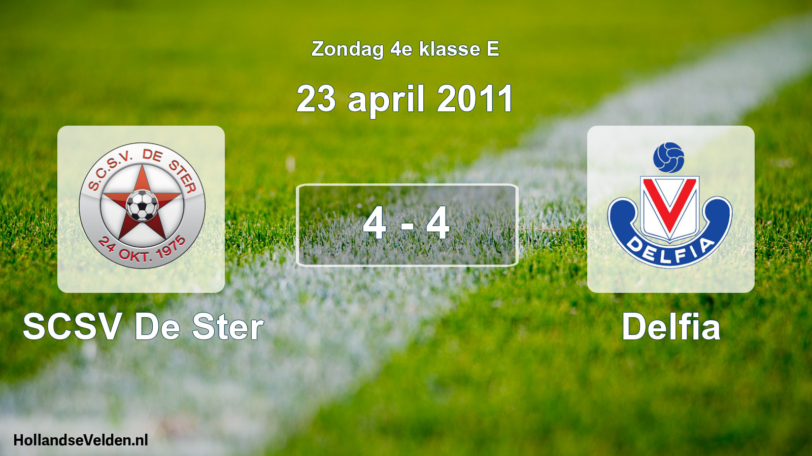 Total number of matches played: SCSV De Ster - Delfia 4 - 4 (23 April 2011)