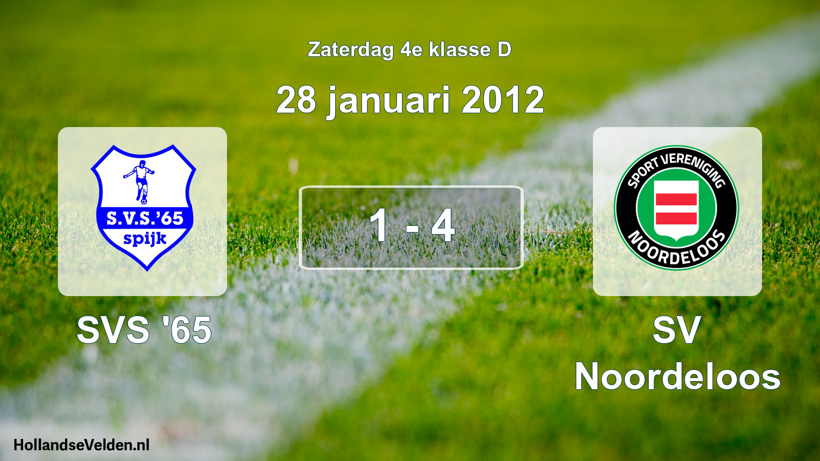 Total number of matches played: SVS '65 - SV Noordeloos 1 - 4 (28 January 2012)