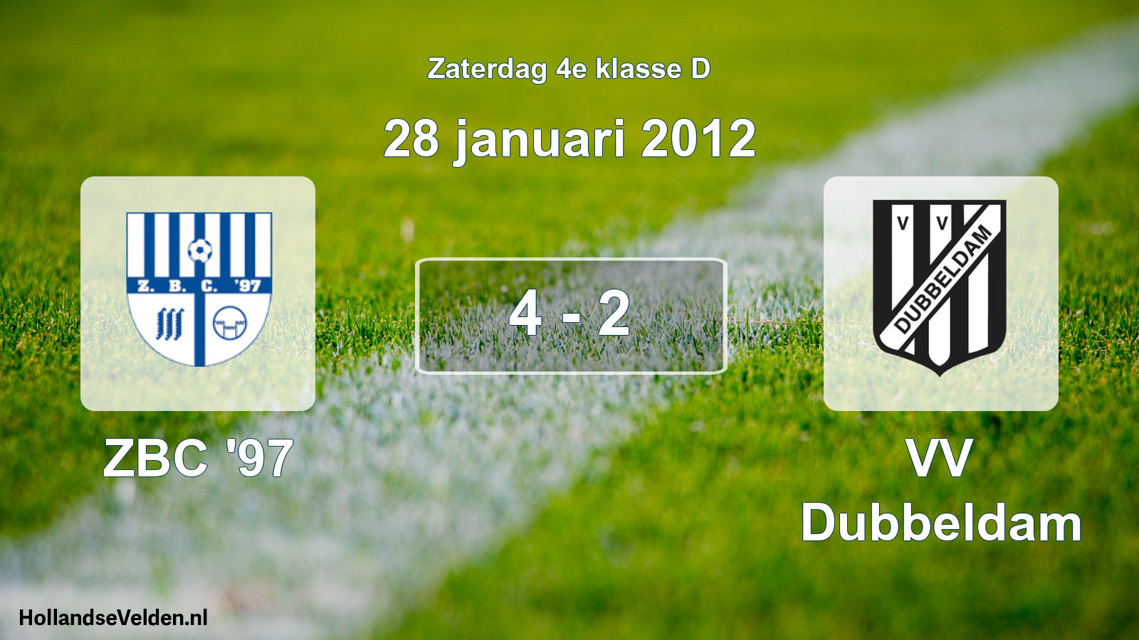 Total number of matches played: ZBC '97 - VV Dubbeldam 4 - 2 (28 January 2012)