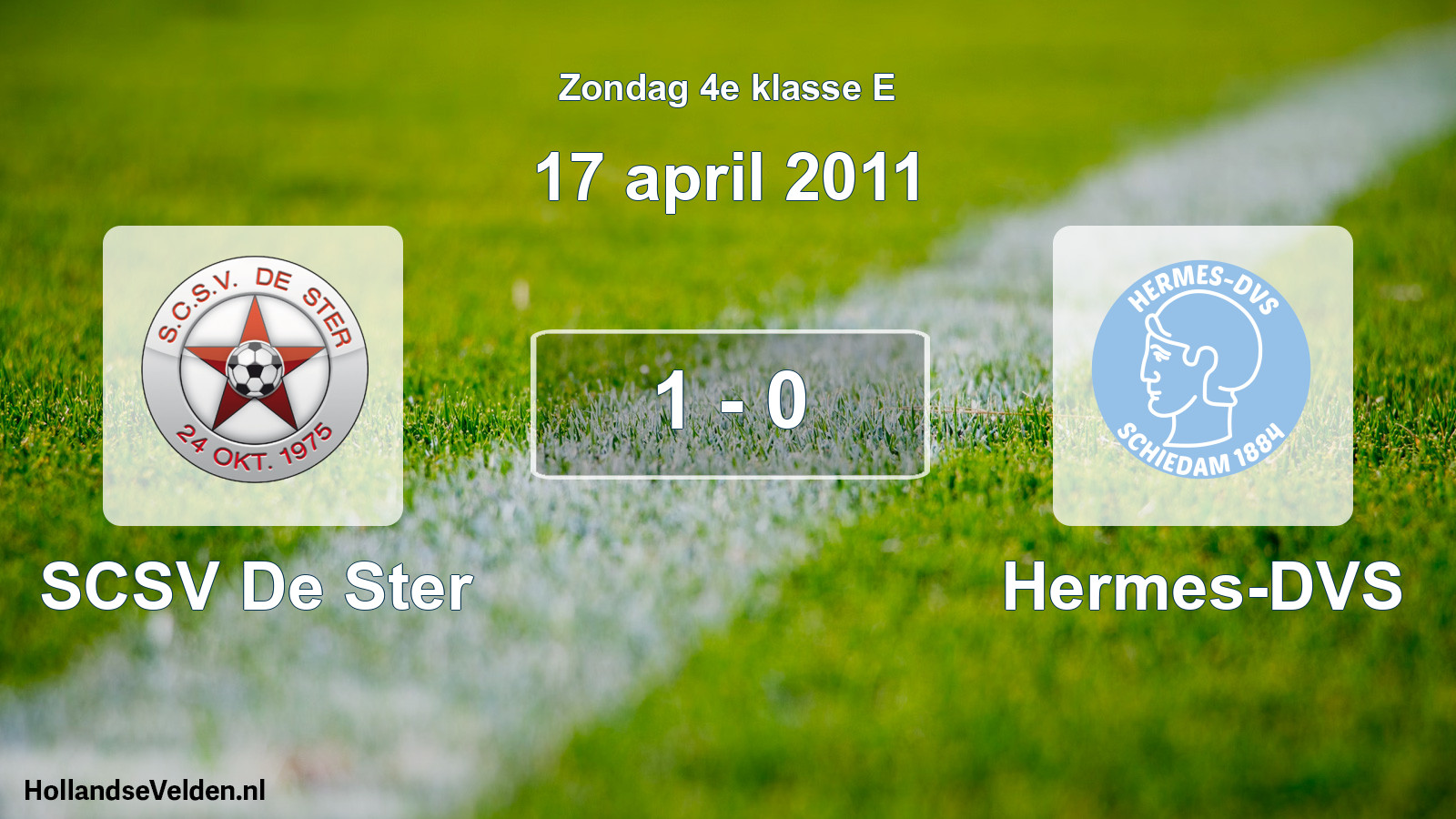 Total number of matches played: SCSV De Ster - Hermes-DVS 1 - 0 (17 April 2011)