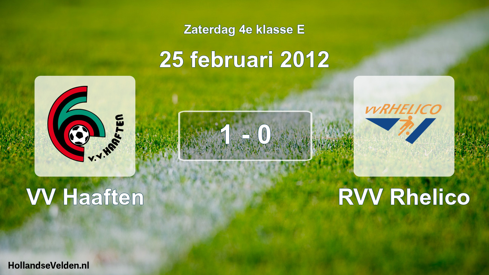 Total number of matches played: VV Haaften - RVV Rhelico 1 - 0 (25 February 2012)