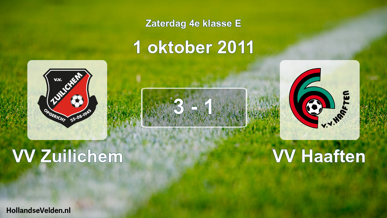 Total number of matches played: VV Zuilichem - VV Haaften 3 - 1 (1 October 2011)