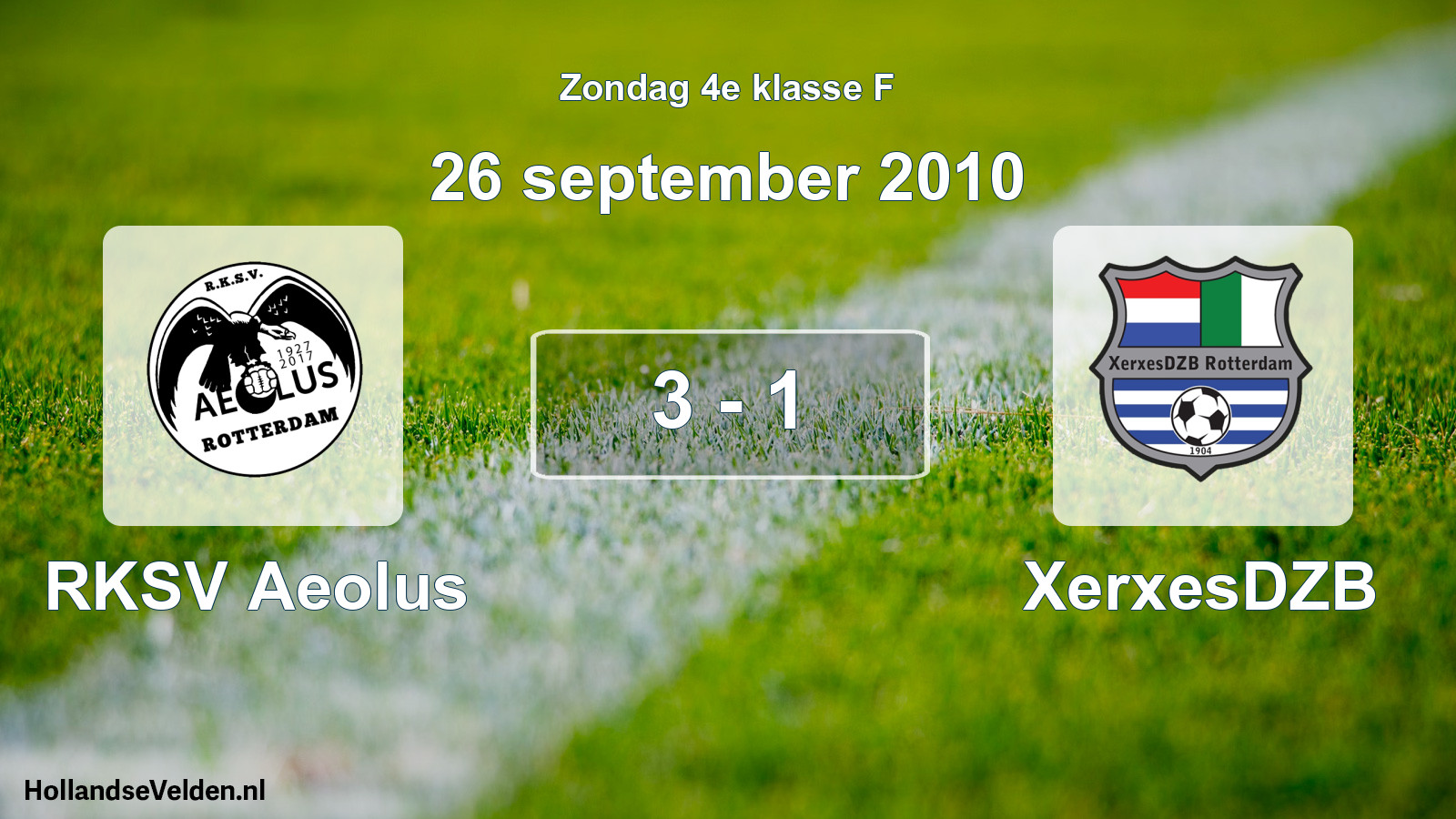 Total number of matches played: RKSV Aeolus - XerxesDZB 3 - 1 (26 September 2010)