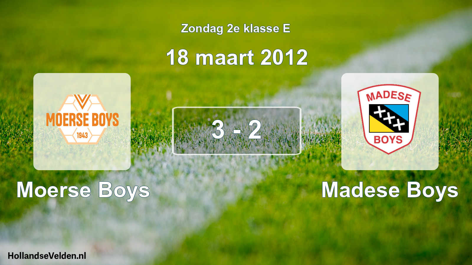 Total number of matches played: Moerse Boys - Madese Boys 3 - 2 (18 March 2012)