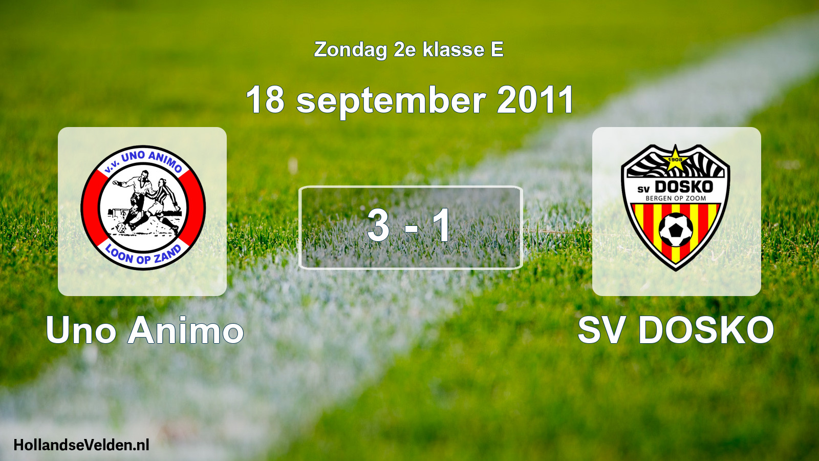 Total number of matches played: Uno Animo - SV DOSKO 3 - 1 (18 September 2011)