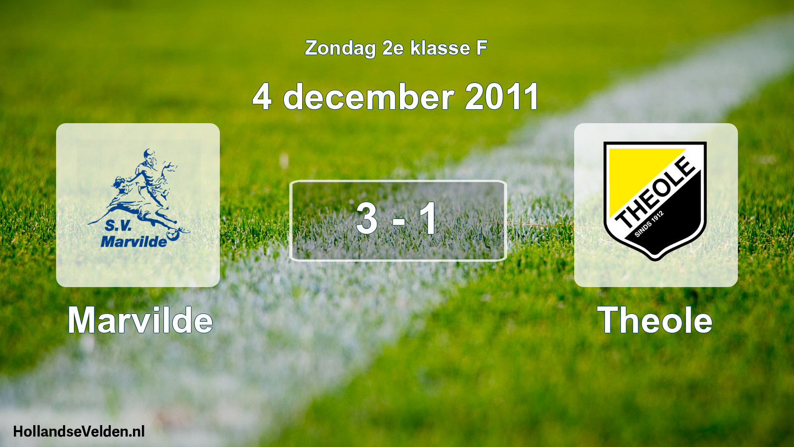 Total number of matches played: Marvilde - Theole 3 - 1 (4 December 2011)