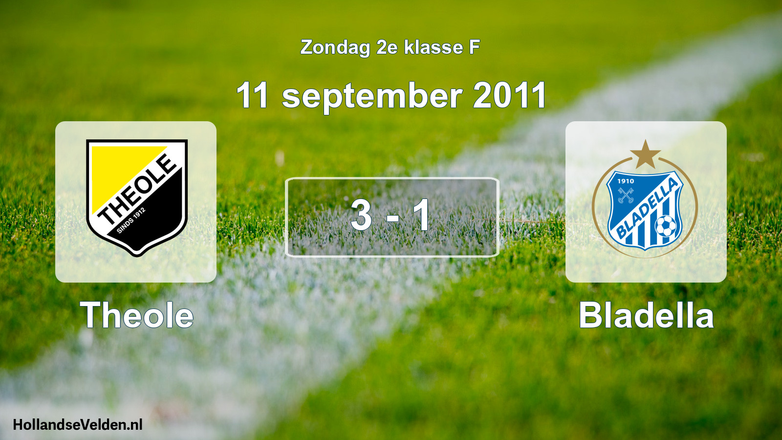 Total number of matches played: Theole - Bladella 3 - 1 (11 September 2011)