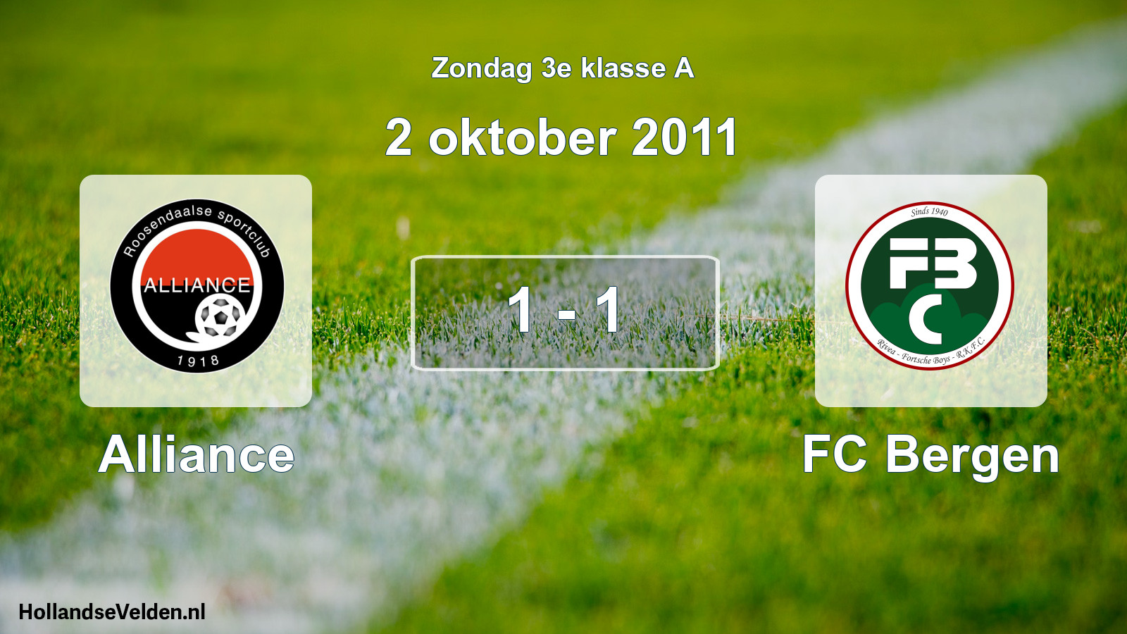 Total number of matches played: Alliance - FC Bergen 1 - 1 (2 October 2011)