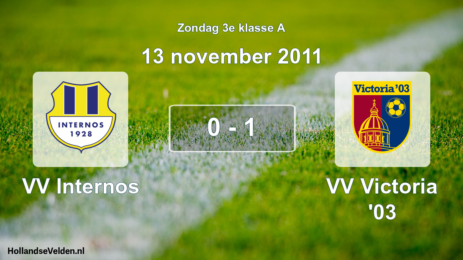 Total number of matches played: VV Internos - VV Victoria '03 0 - 1 (13 November 2011)