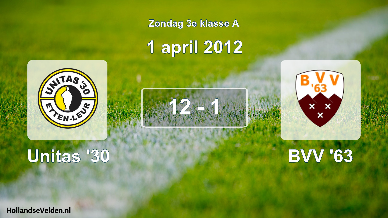 Total number of matches played: Unitas '30 - BVV '63 12 - 1 (1 April 2012)