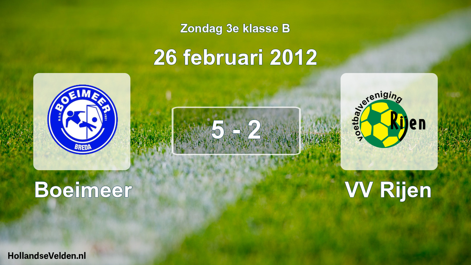 Total number of matches played: Boeimeer - VV Rijen 5 - 2 (26 February 2012)